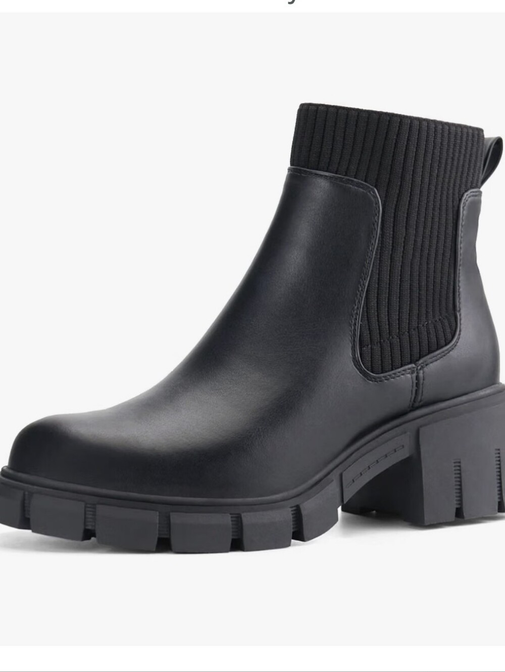 JABASIC Womens Slip-on Chelsea Booties Elastic Chunky Ankle Boots